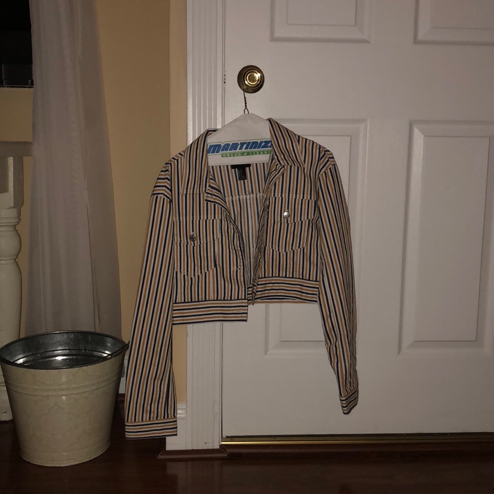 Nah and yellow striped forever 21 cropped jacket